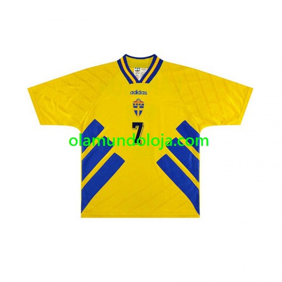 Camisola Suécia Henrik Larsson 7 Retro Homem Equipamento Primeiro 1994 Manga Curta